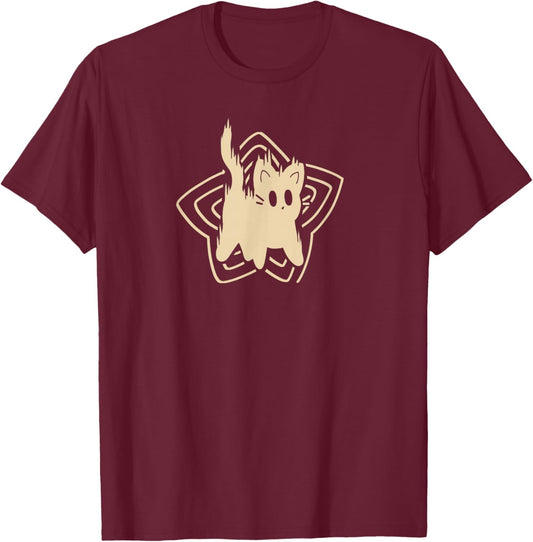 90s Y2K Cute Scary Scared Tomcat Cat T-Shirt - T-Shirt | Maroon