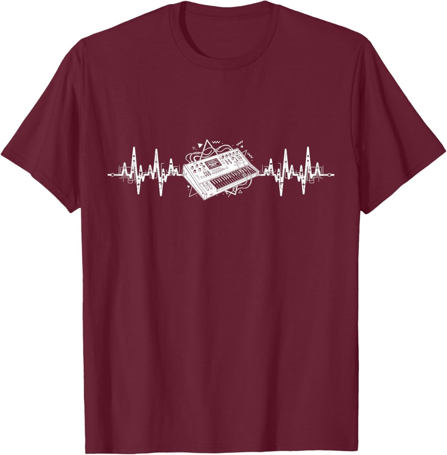 Synth-pop New-Wave-Music Dark-Wave Heartbeat Synthesizer T-Shirt - T-Shirt | Maroon