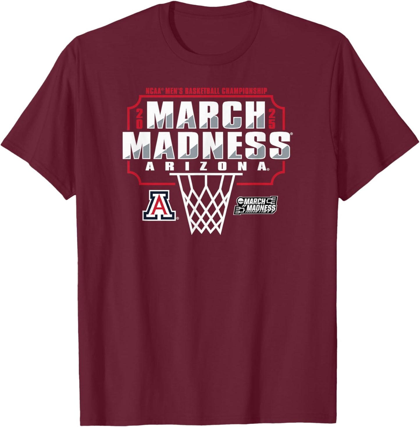 Arizona Wildcats March Madness 2025 Men's Basketball T-Shirt - T-Shirt | Maroon