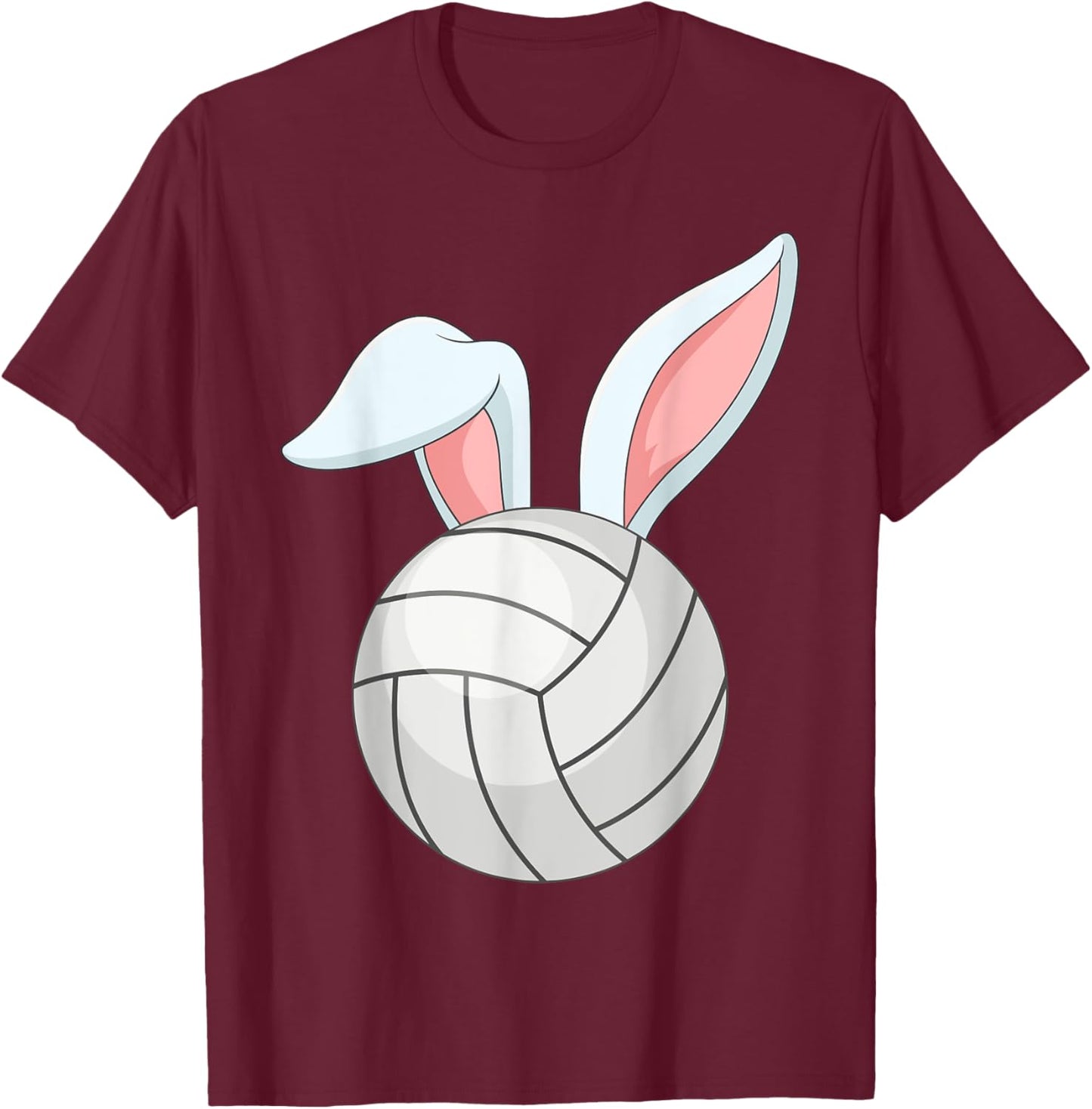Easter Volleyball Love Bunny Ears Ball Cute Rabbit Sport T-Shirt - T-Shirt | Maroon