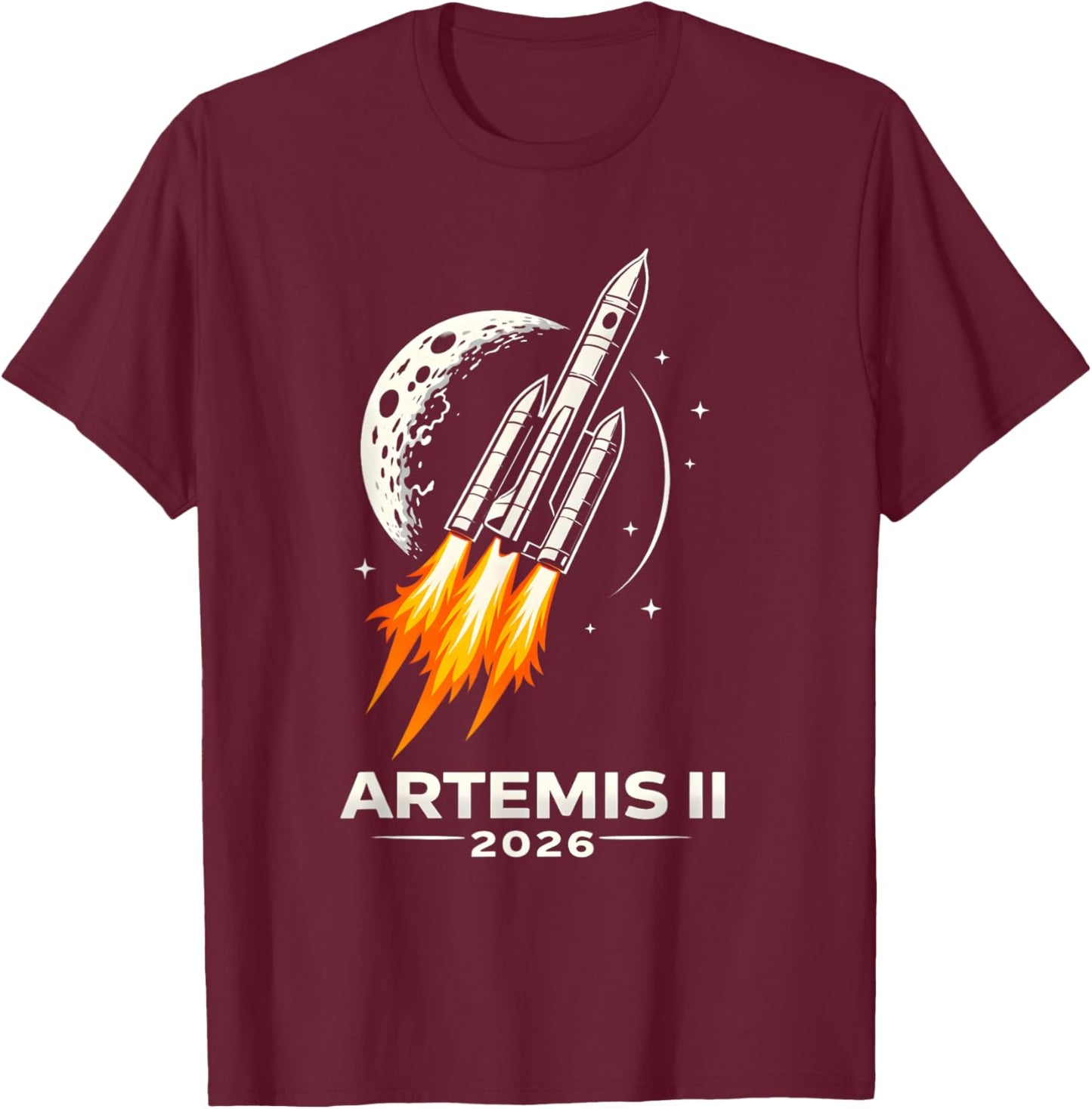 Artemis II 2026 Raketenstart Mond Mission Weltraum Design T-Shirt - T-Shirt | Maroon