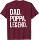 Dad Poppa Legend - Vintage Distressed Bold Poppa Graphic T-Shirt - T-Shirt | Maroon