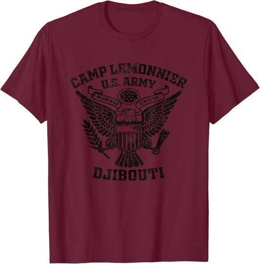 Camp Lemonnier Djibouti Military Base Veteran Vintage Gifts T-Shirt - T-Shirt | Maroon