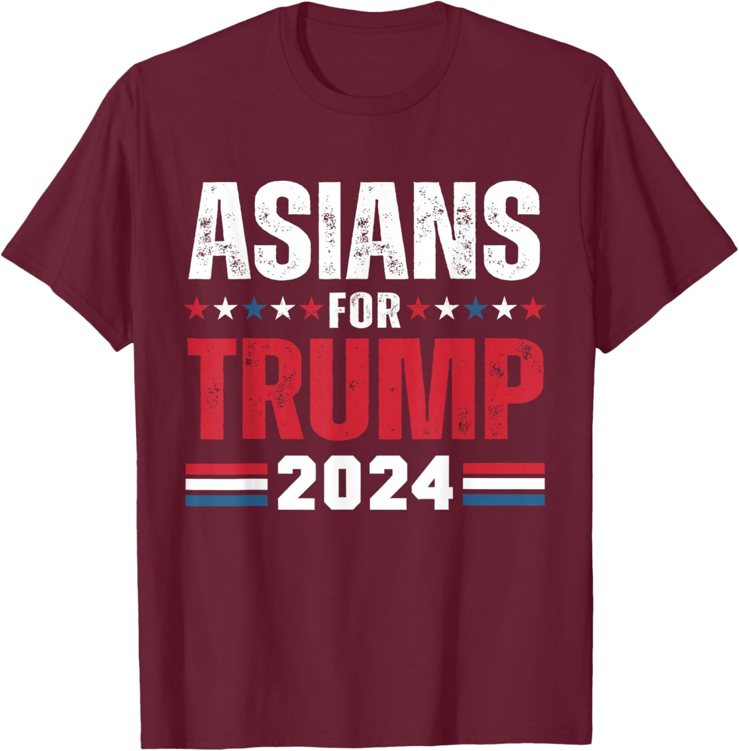 Asians For Trump 2024 American Flag T-Shirt - T-Shirt | Maroon