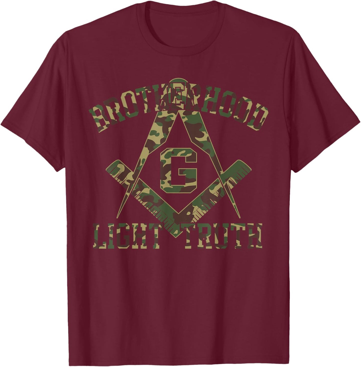 Brotherhood Light Truth Mason Masonic Camo Freemason T-Shirt - T-Shirt | Maroon