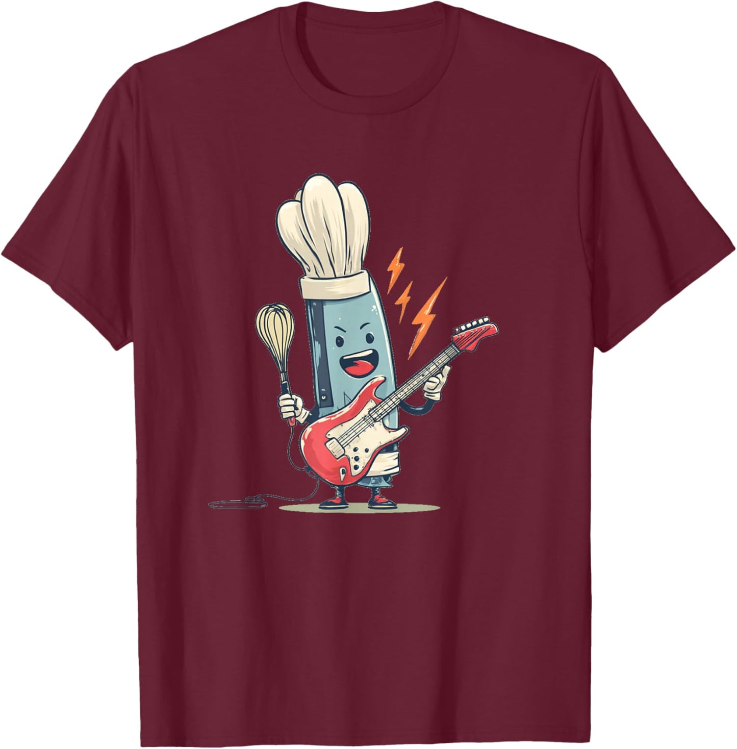Funny Kitchen Rock Costume for Guitar Lovers and Cooking T-Shirt - T-Shirt | Maroon