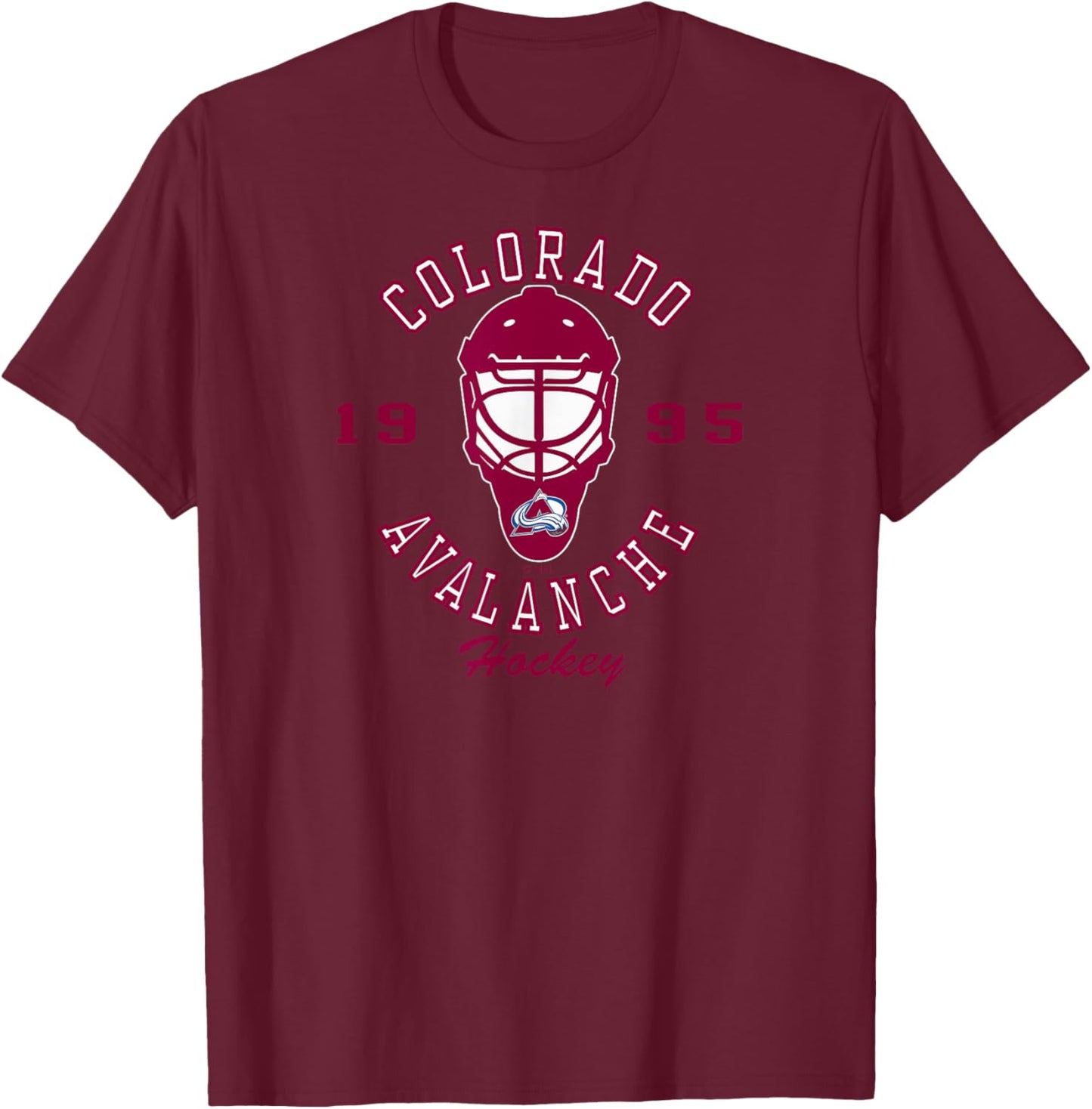Colorado Avalanche Hockey Mask Black Officially Licensed T-Shirt - T-Shirt | Maroon