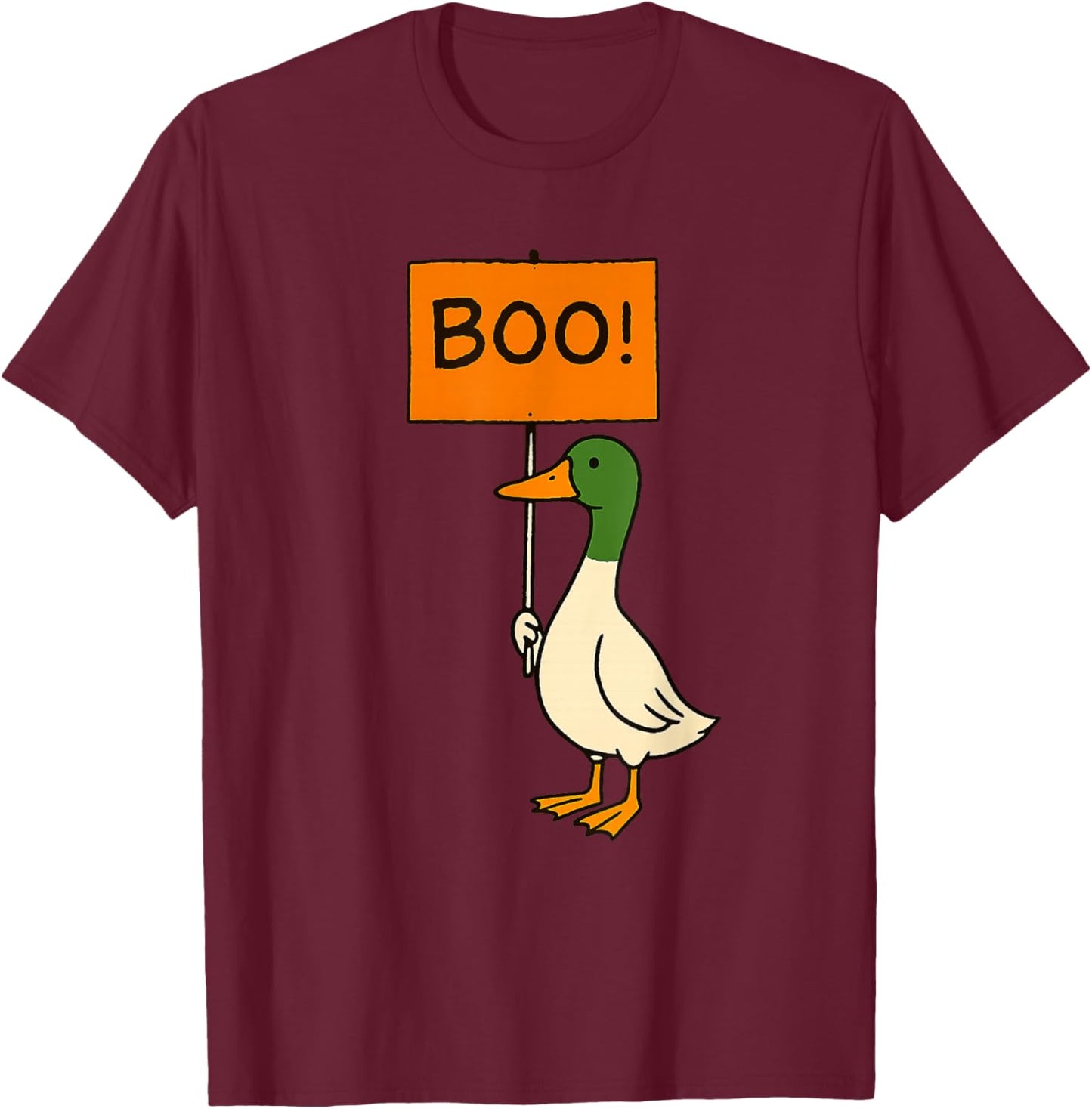 Funny Goose Halloween Boo Sign T-Shirt - T-Shirt | Maroon