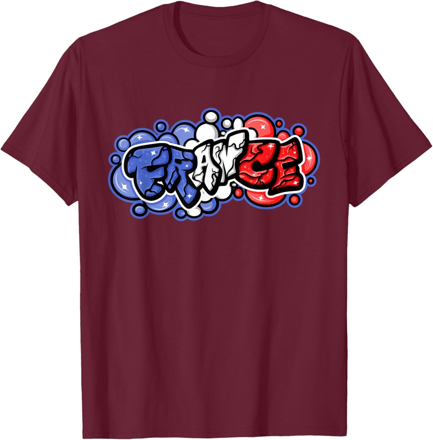 French Urban Streetwear Y2K Street Art Graffiti France T-Shirt - T-Shirt | Maroon