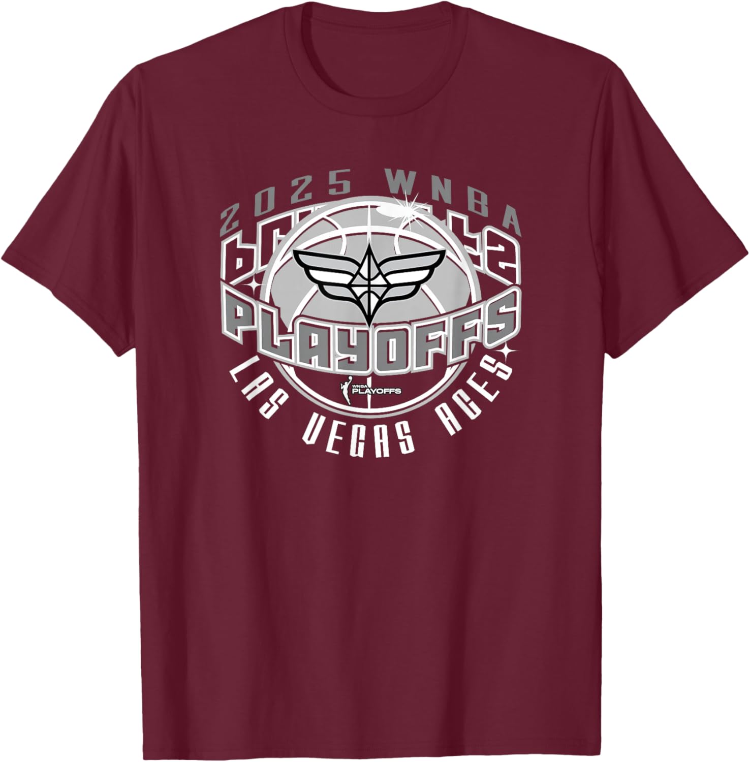 WNBA Official Las Vegas Aces 2025 Playoffs Award Tour T-Shirt - T-Shirt | Maroon