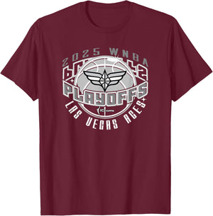WNBA Official Las Vegas Aces 2025 Playoffs Award Tour T-Shirt - T-Shirt | Maroon