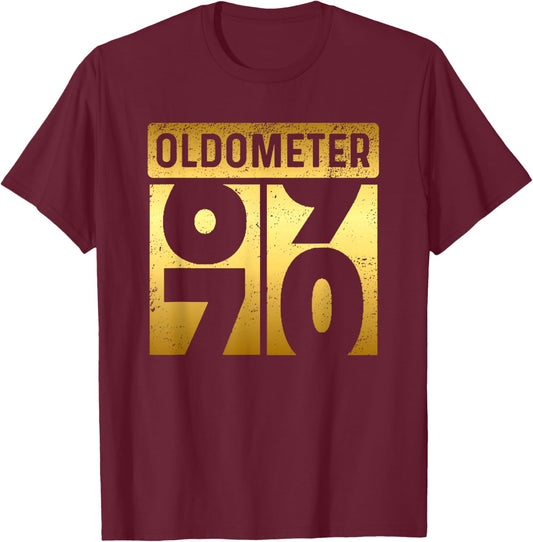 Funny Auto Mechanic Birthday 70th Turning 70 Golden Odometer T-Shirt - T-Shirt | Maroon