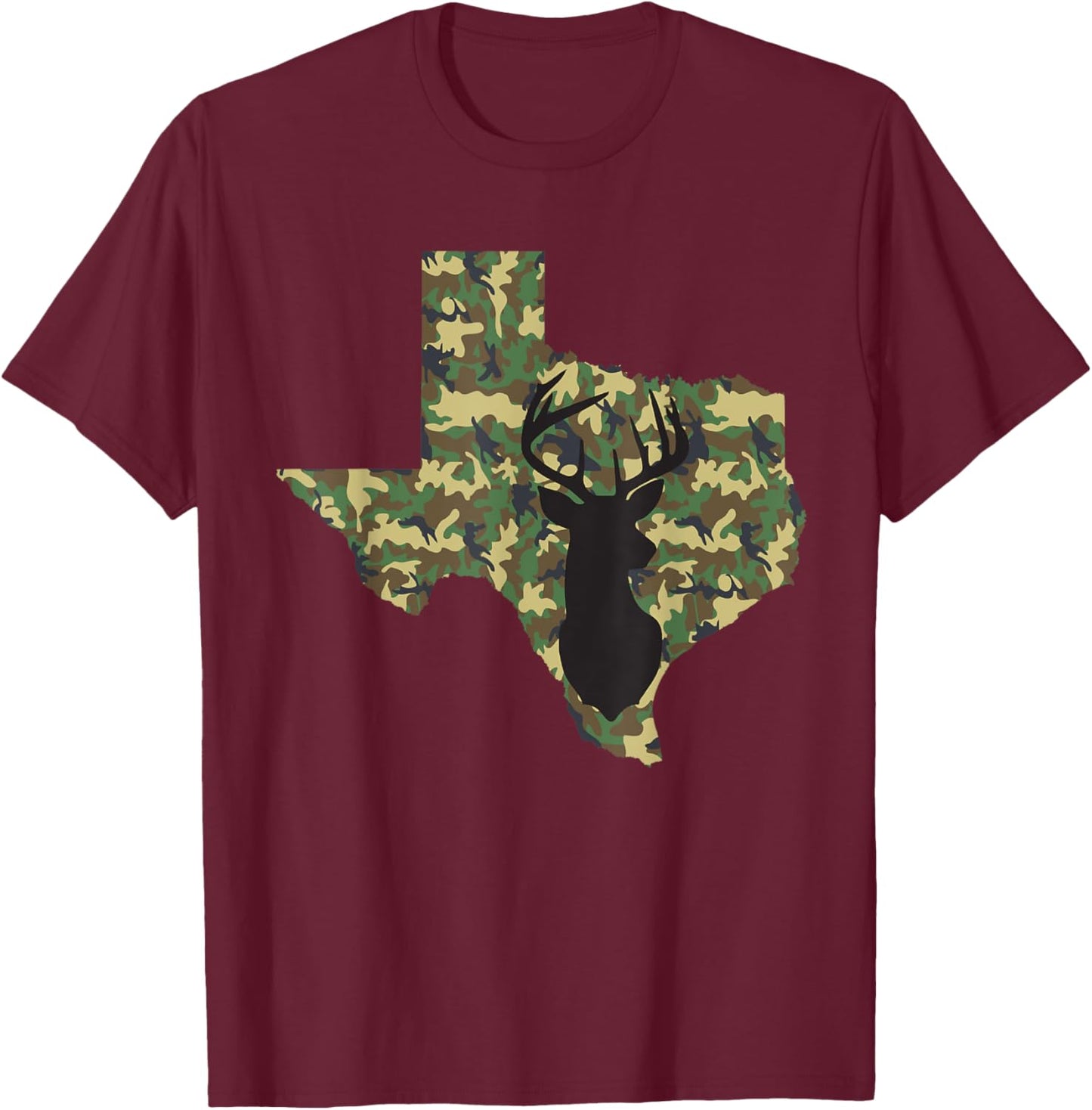 Deer Hunter Camouflage Hunting Safety Orange State Texas T-Shirt - T-Shirt | Maroon