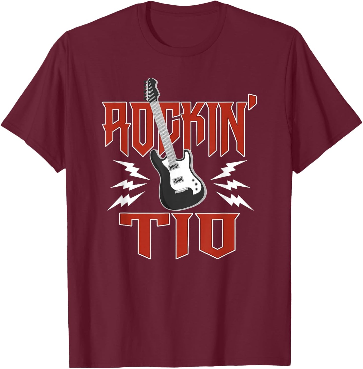 TIO Rockin One Birthday Family Matching Rock Guitar T-Shirt - T-Shirt | Maroon