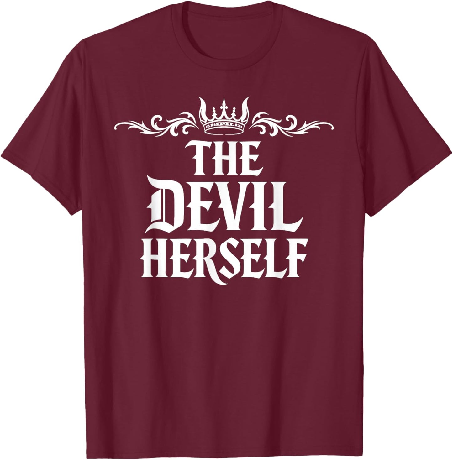 The Devil Herself Retro Occult Women Dark Feminine T-Shirt - T-Shirt | Maroon