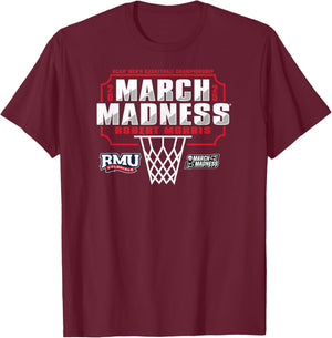 Robert Morris Colonials March Madness 2025 Men's Basketball T-Shirt - T-Shirt | Maroon