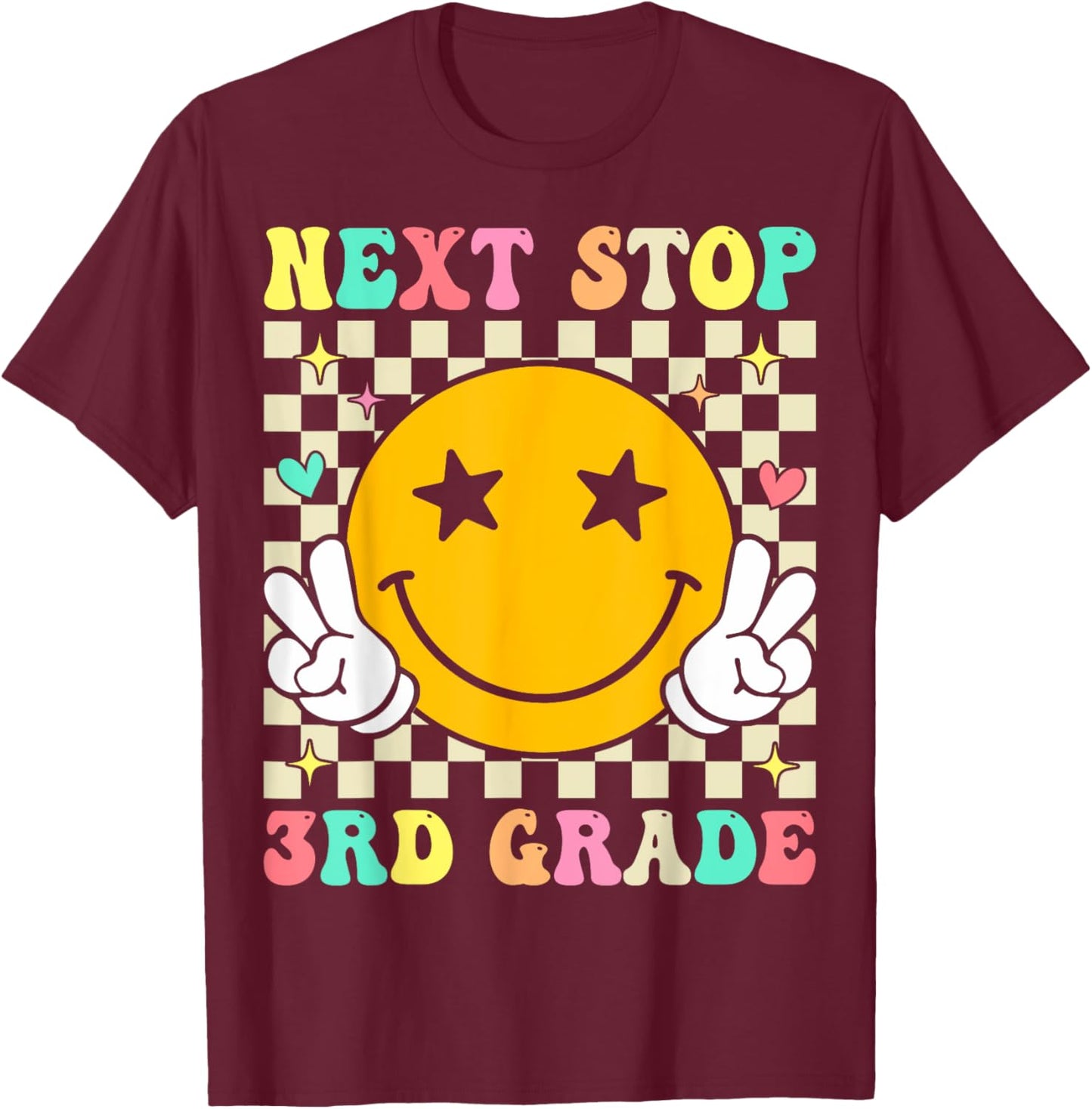 Groovy Next Stop 3rd Grade 2nd Grade Graduation 2025 T-Shirt - T-Shirt | Maroon
