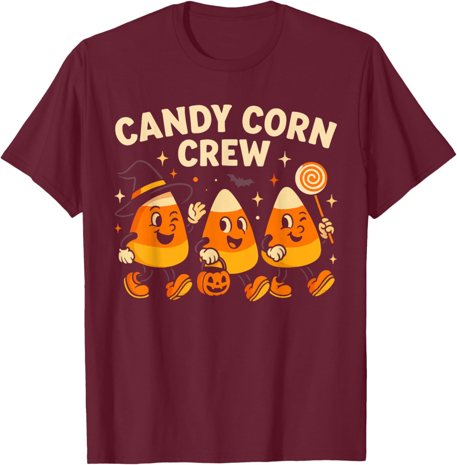 Cute Candy Corn Crew Halloween Matching Family T-Shirt - T-Shirt | Maroon