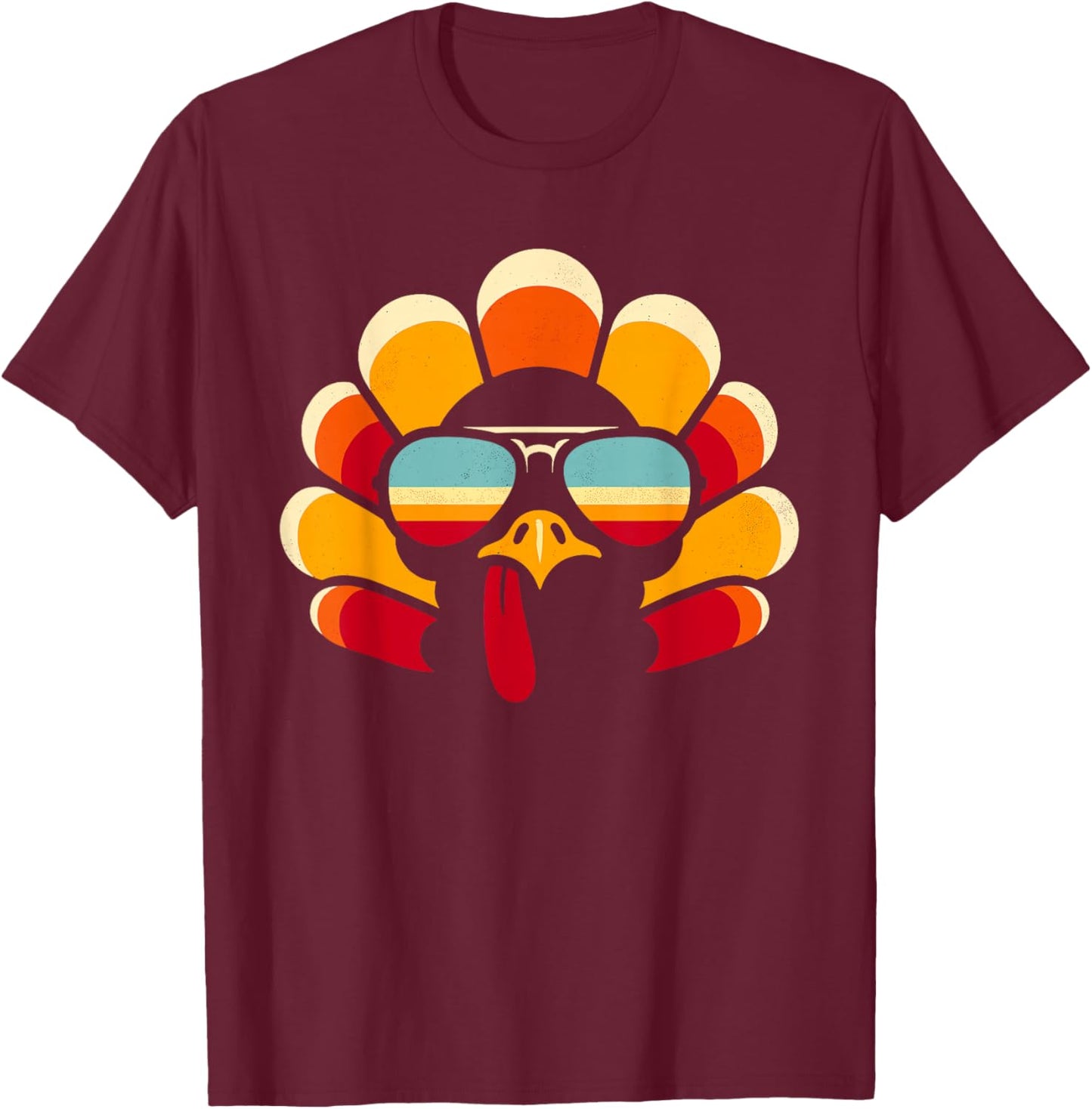 Thanksgiving Turkey Face, Men Women Boys, Funny Thanksgiving T-Shirt - T-Shirt | Maroon