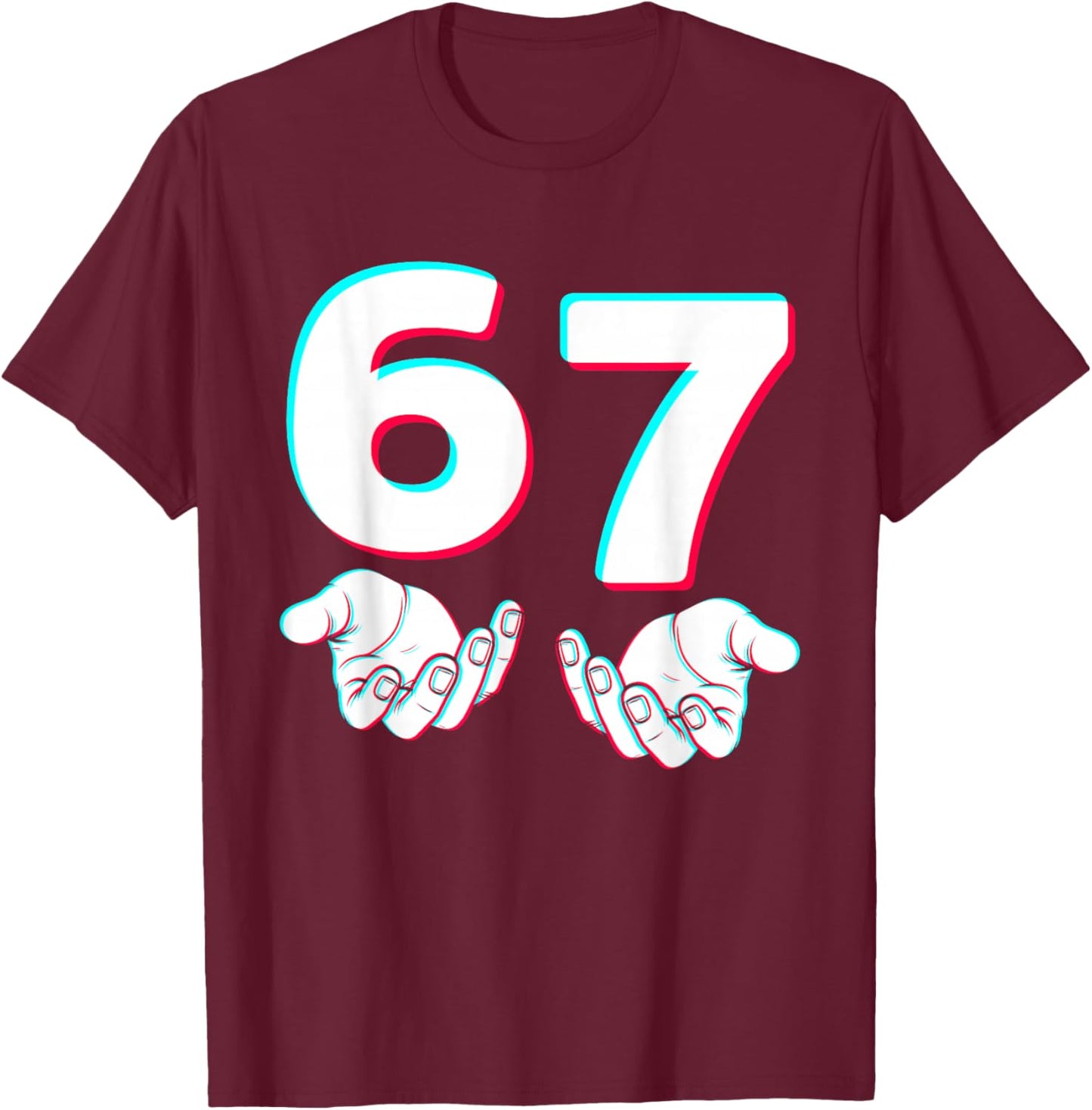 67 Gen Alpha Six Seven Italy 6 7 Brain Red Gaming Meme T-Shirt - T-Shirt | Maroon
