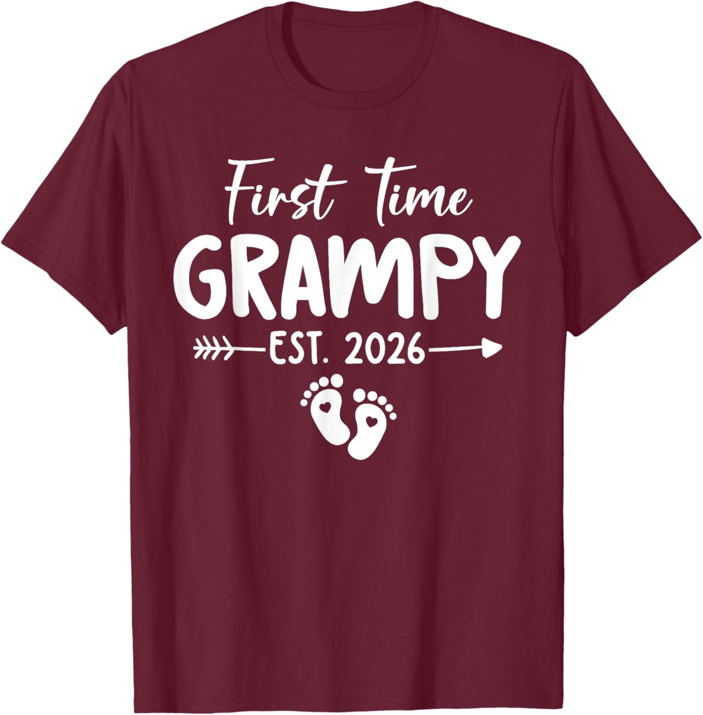 First Time Grampy Est 2026 T-Shirt - T-Shirt | Maroon