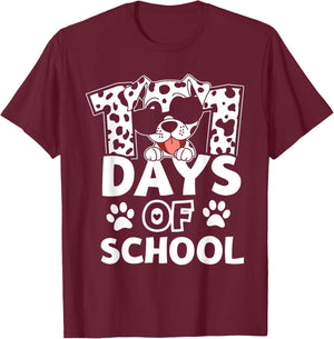 Happy 101 Days School Cute Dog 100 Days Smarter Student Kids T-Shirt - T-Shirt | Maroon