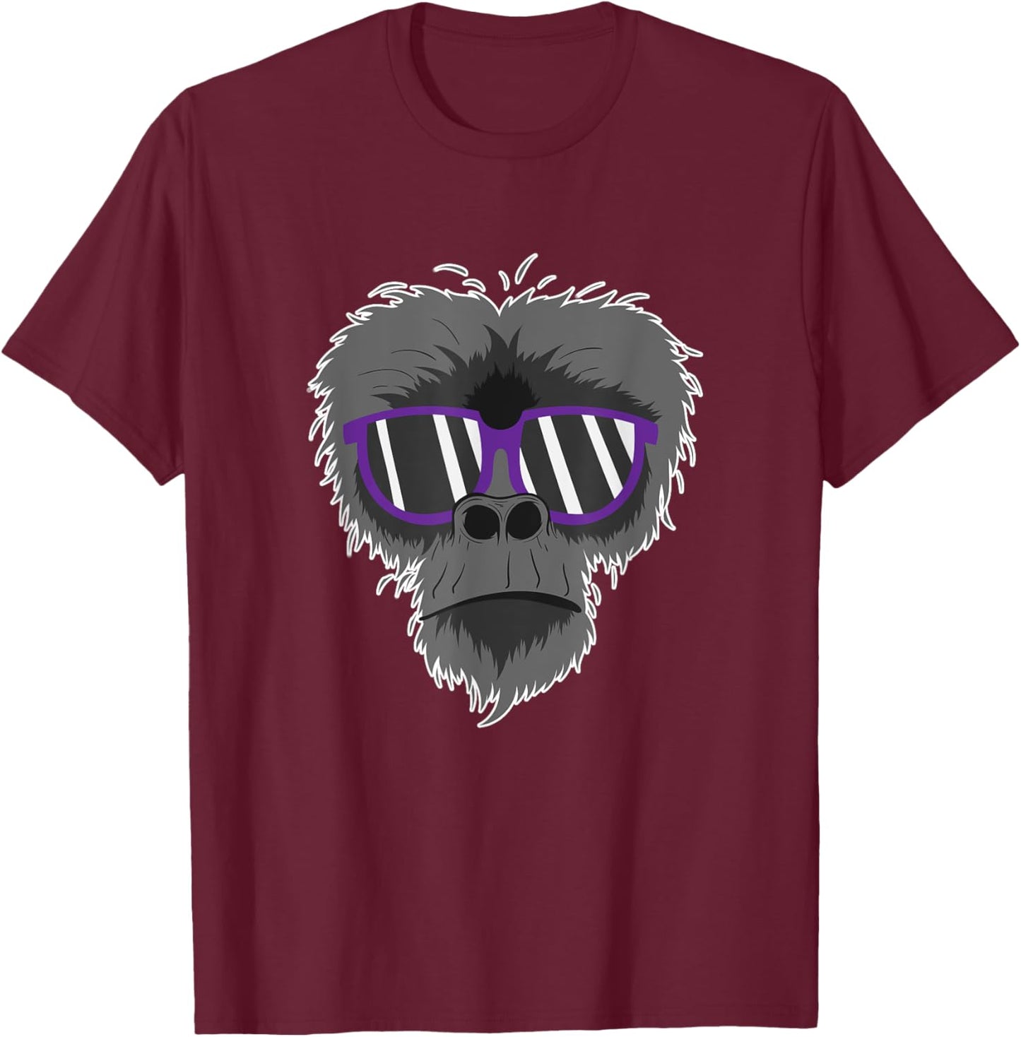 Ape with Sunglasses T-Shirt - T-Shirt | Maroon