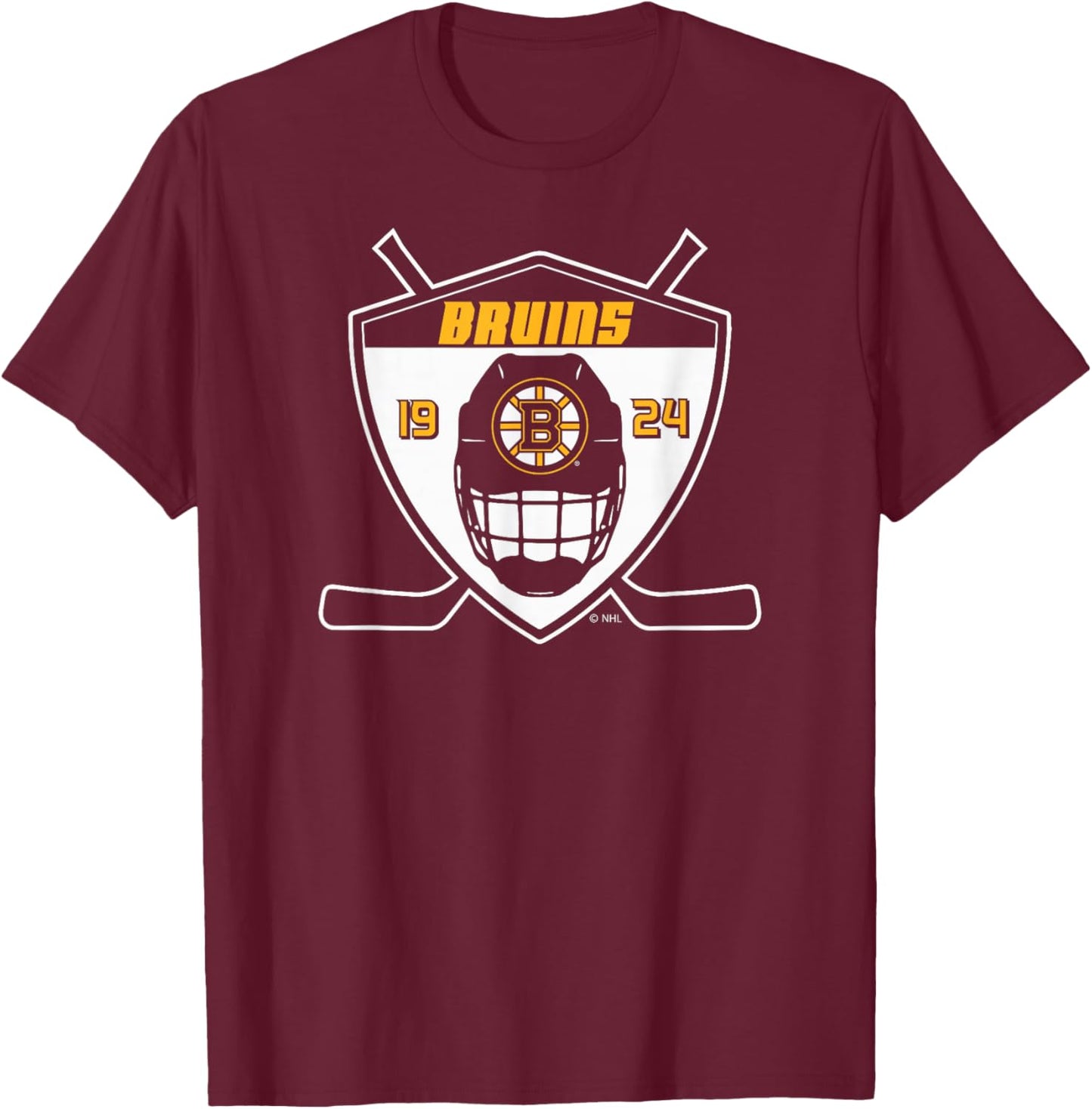 Boston Bruins Shield Black Officially Licensed T-Shirt - T-Shirt | Maroon