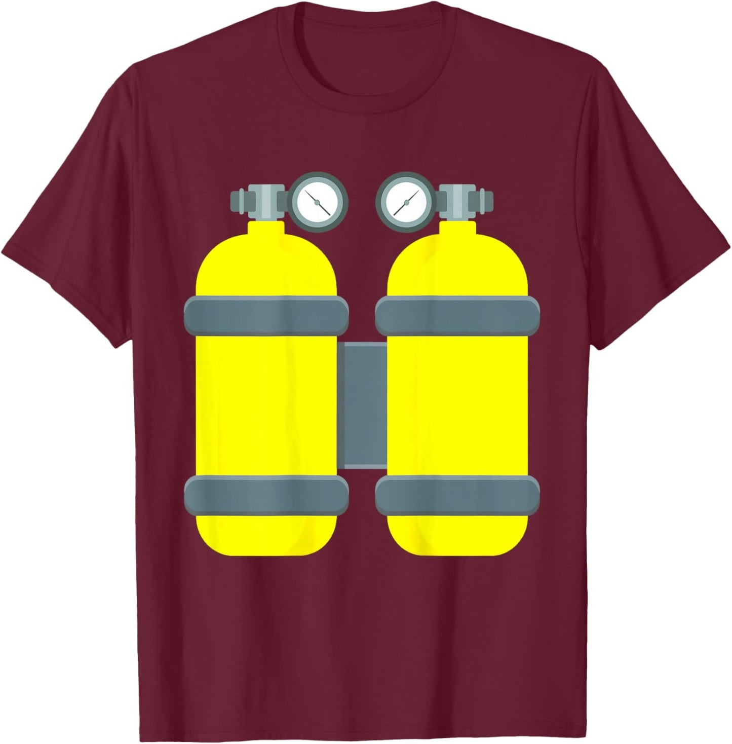 Scuba Diver Tanks Backprint Halloween Costume T-Shirt - T-Shirt | Maroon