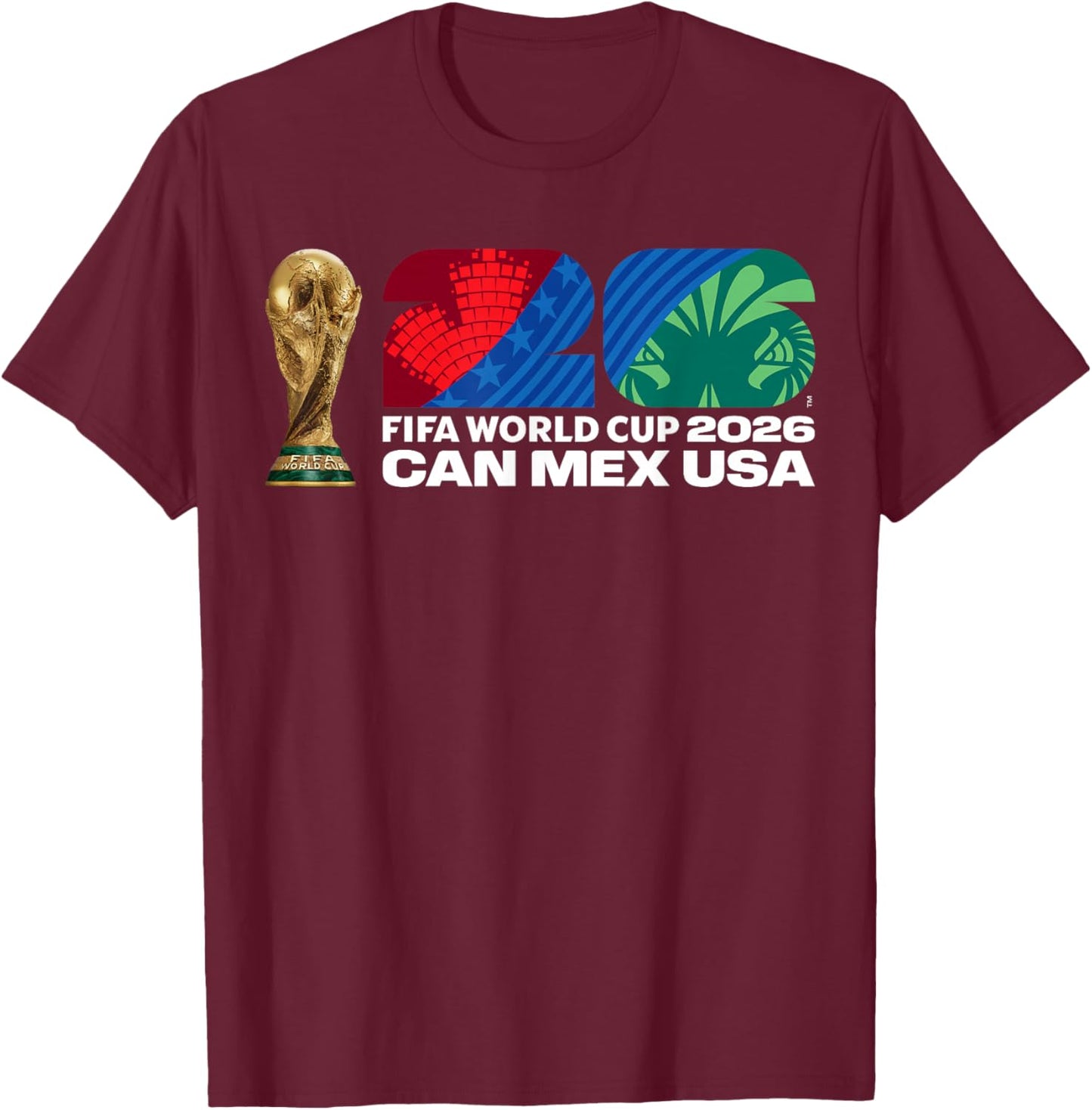 FIFA World CUP26 FIFA Host Country Trophäe Farbe T-Shirt - T-Shirt | Maroon