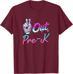 Kids Peace Out Pre Kindergarten Last Day of Pre-k Cream Drip T-Shirt - T-Shirt | Maroon