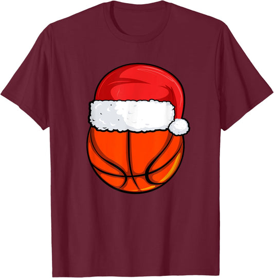 Christmas Basketball Pajama, Basketball Sweater Boys Men T-Shirt - T-Shirt | Maroon