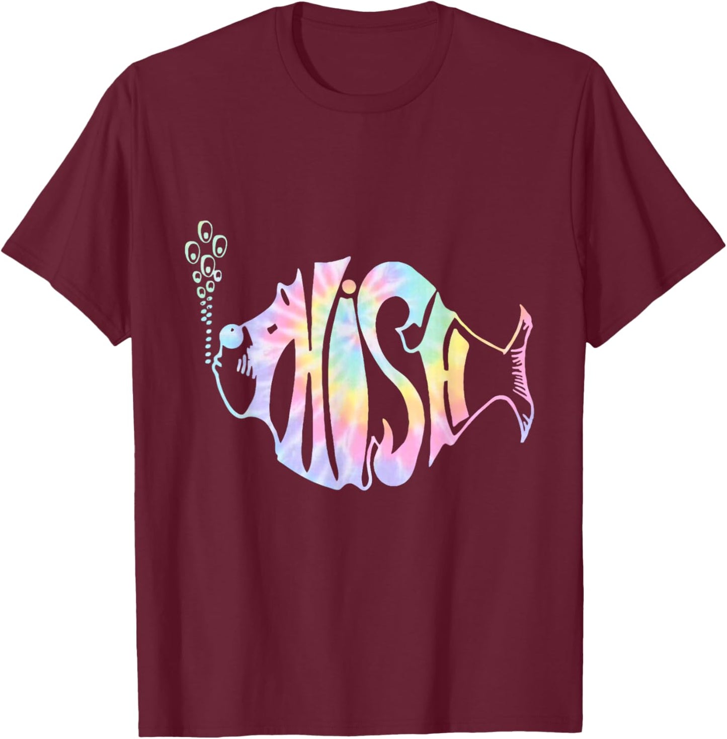 Colorful Phish-Jam, Tie-Dye For Fisherman, Fish Graphic T-Shirt - T-Shirt | Maroon