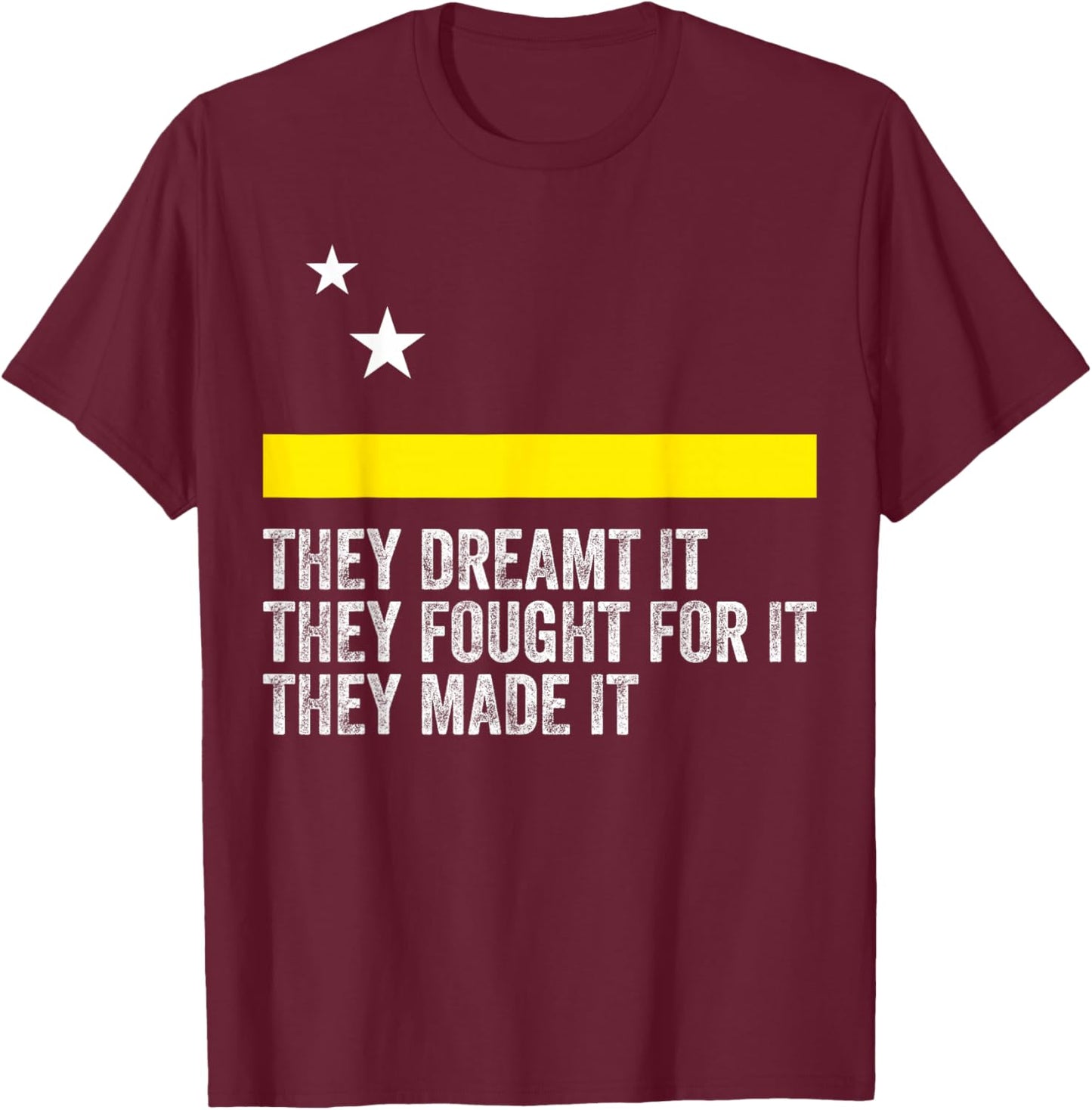 Curacao Flag Inspired Motivational Quote Design T-Shirt - T-Shirt | Maroon