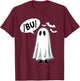 Halloween Speech Therapy Trick or Speech Retro SLP Ghost Boo T-Shirt - T-Shirt | Maroon