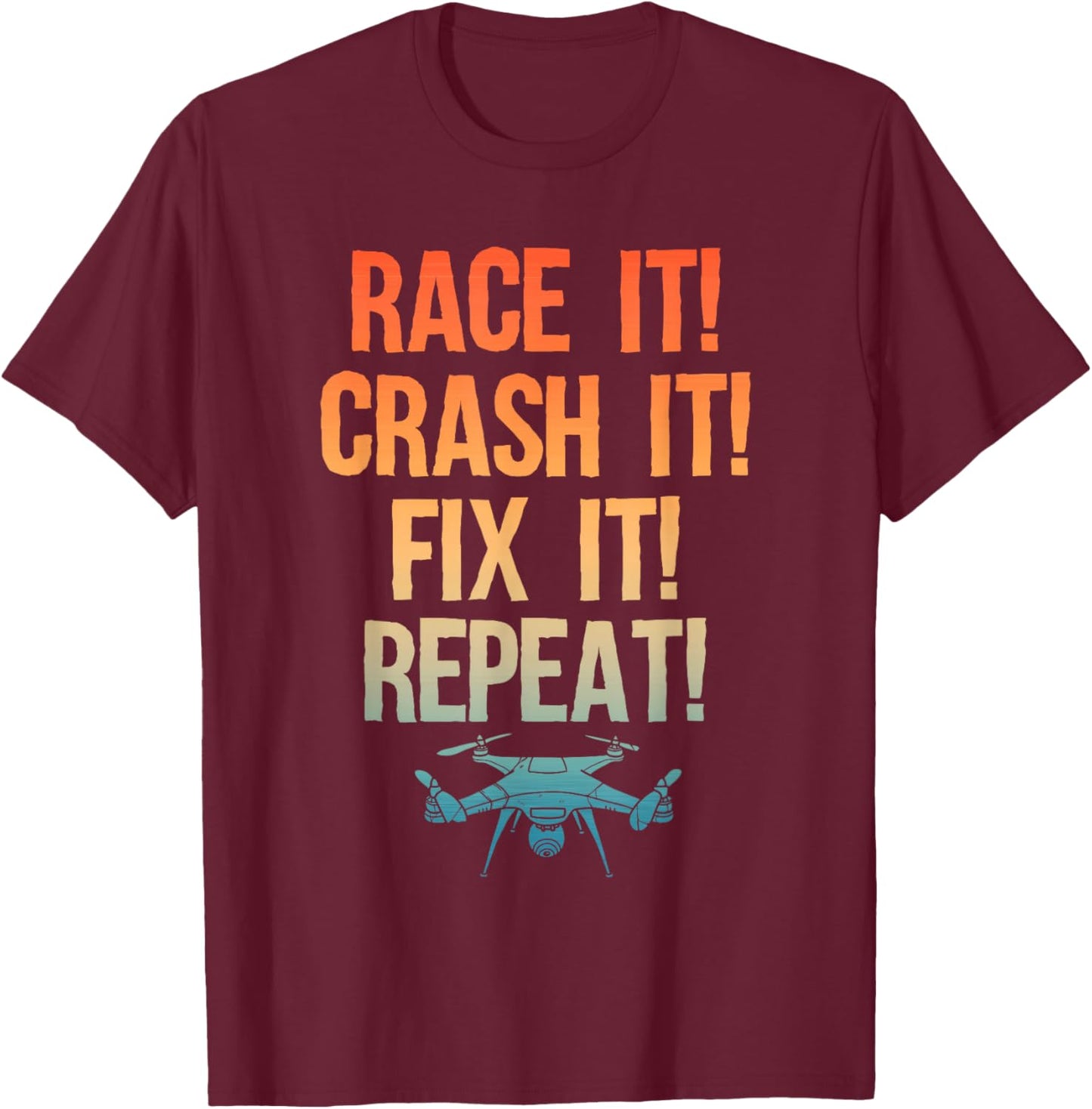 Funny Drone Art Women Boys Drone Racing Drone Pilot T-Shirt - T-Shirt | Maroon
