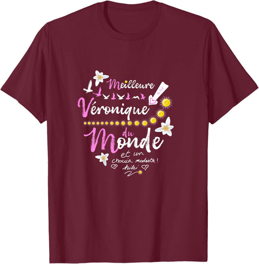 Gift Veronique First Name Birthday Best Veronique , Black, Female X-Small T-Shirt - T-Shirt | Maroon