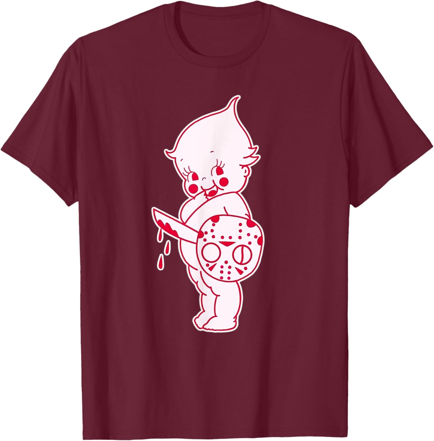 Kewpie Baby Horror Halloween Spooky Scary T-Shirt - T-Shirt | Maroon