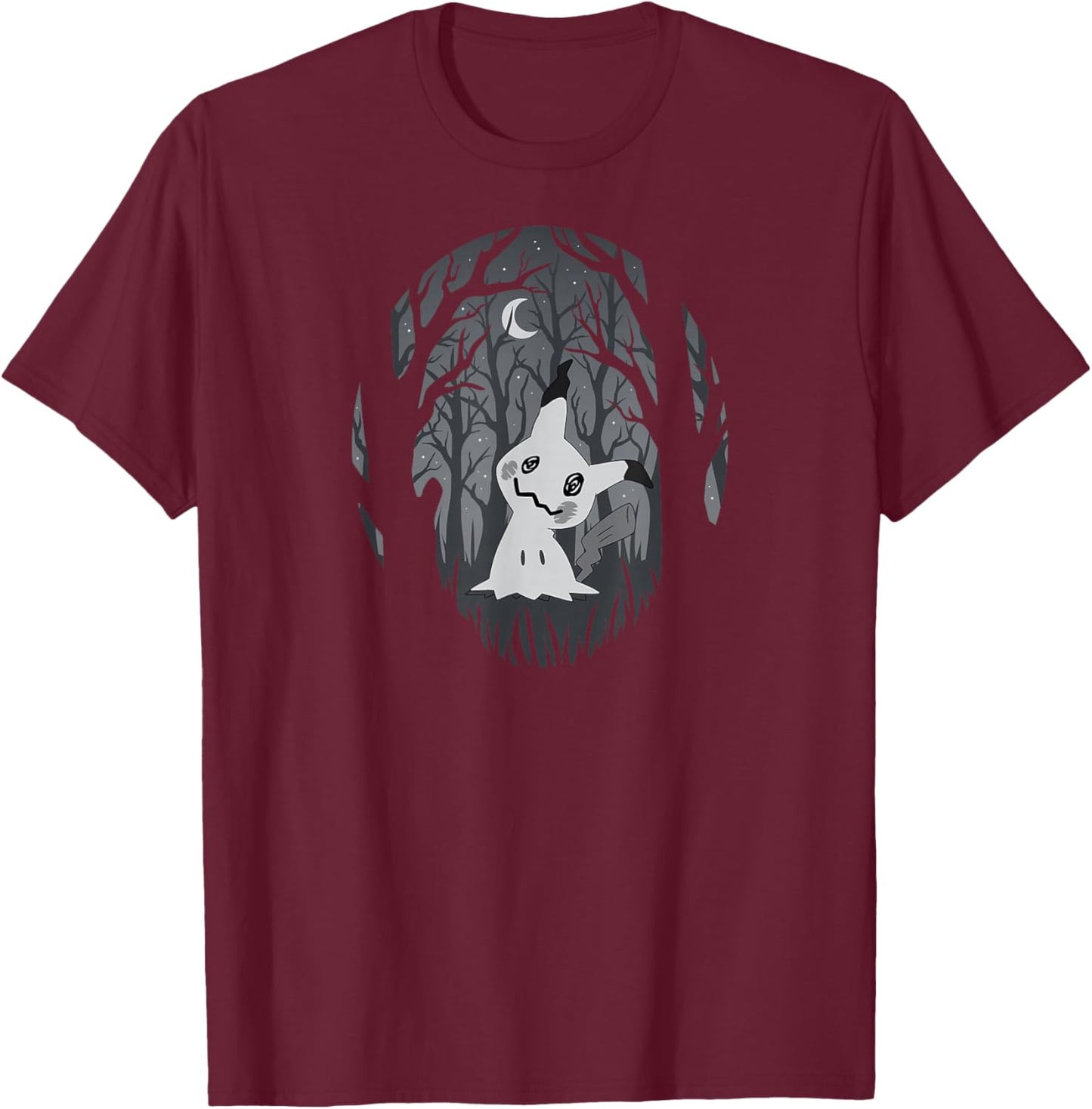 Pokémon - Mimikyu Ghost Fairy Type Dark Spooky Forest T-Shirt - T-Shirt | Maroon