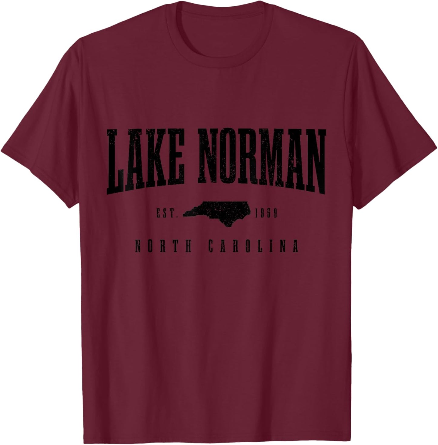 Lake Norman North Carolina Vintage Pride State Map Souvenir T-Shirt - T-Shirt | Maroon