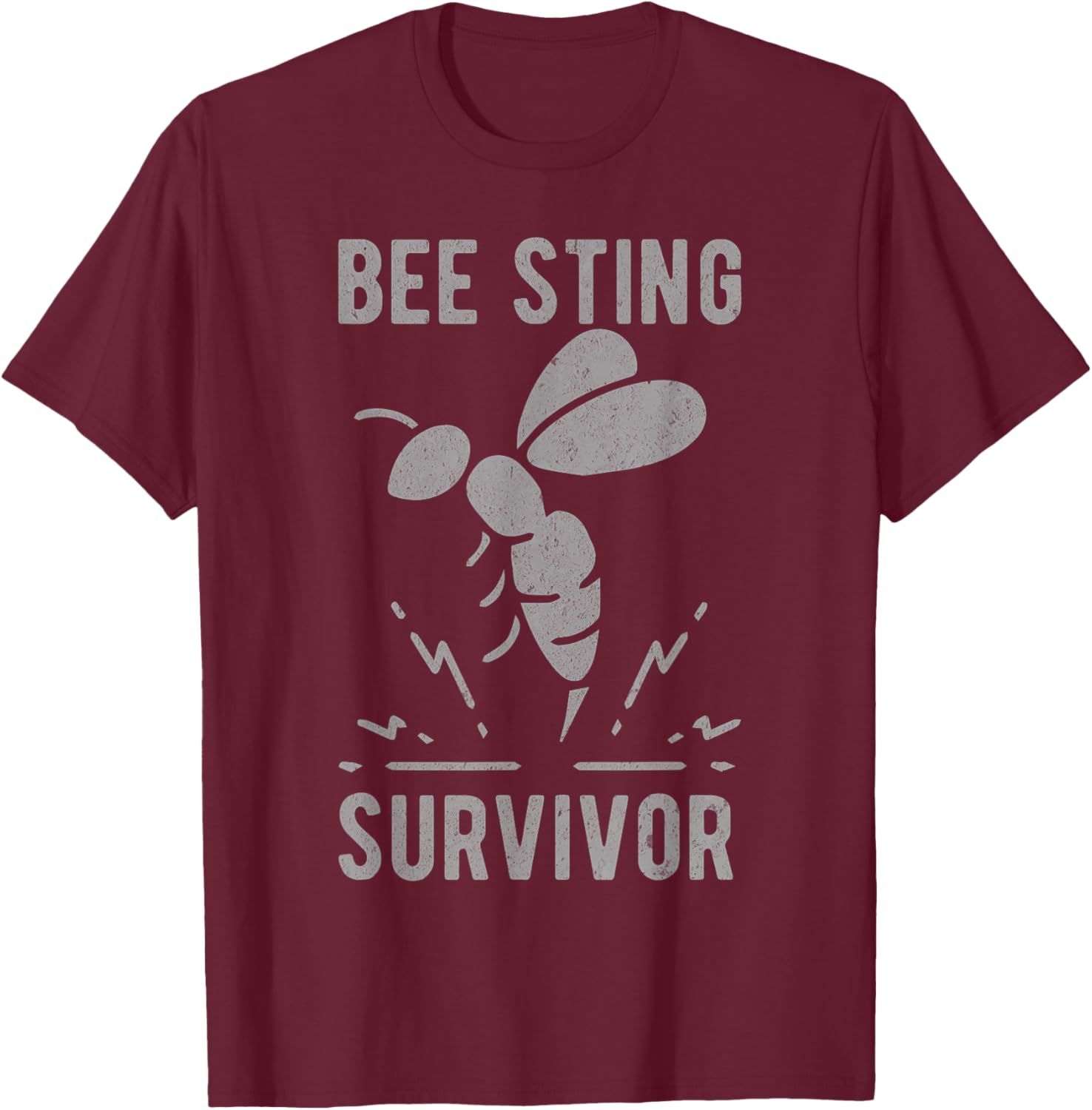 Vintage Bee Sting Survivor I Survived a Bee Sting Bee Keeper T-Shirt - T-Shirt | Maroon