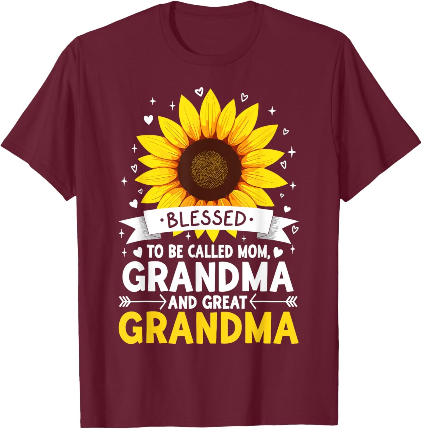 Blessed To Be Called Mom Grandma Mother's Day Great Grandma T-Shirt - T-Shirt | Maroon