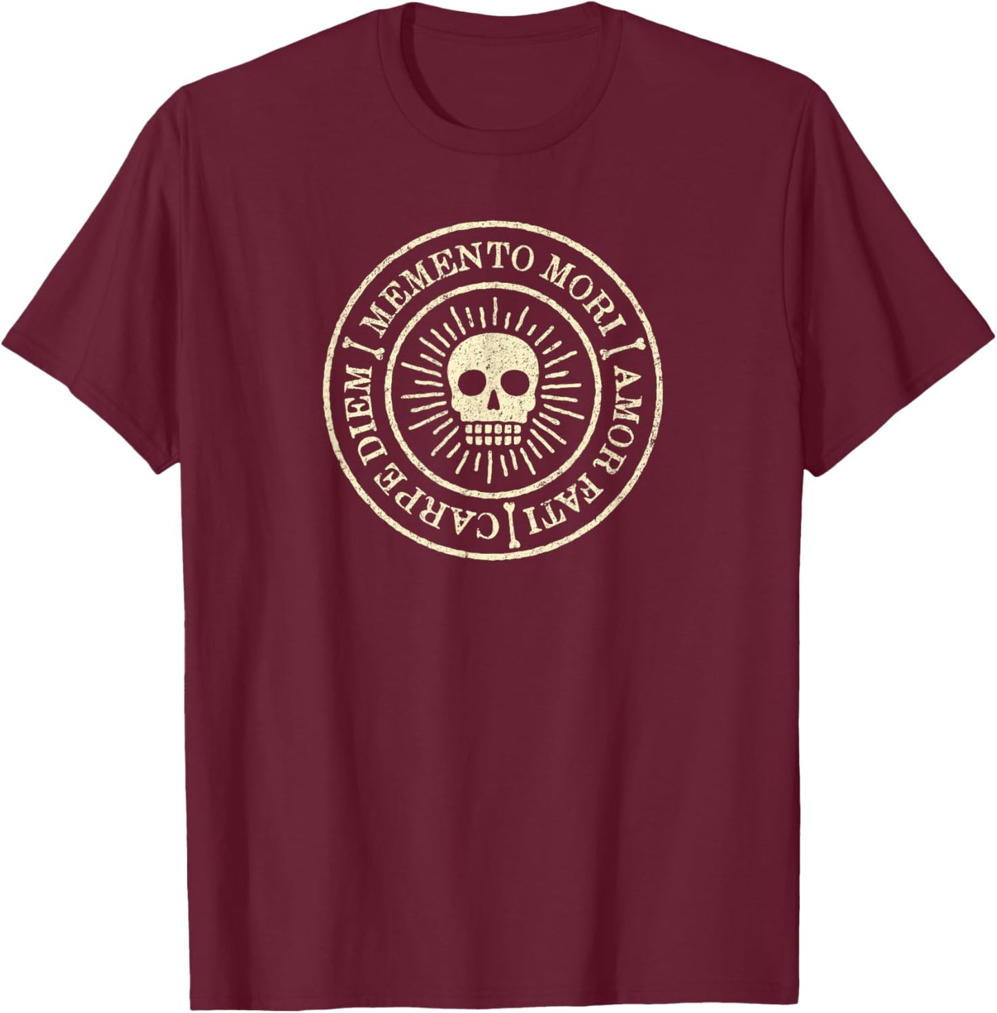 Memento Mori - Amor Fati - Carpe Diem T-Shirt - T-Shirt | Maroon