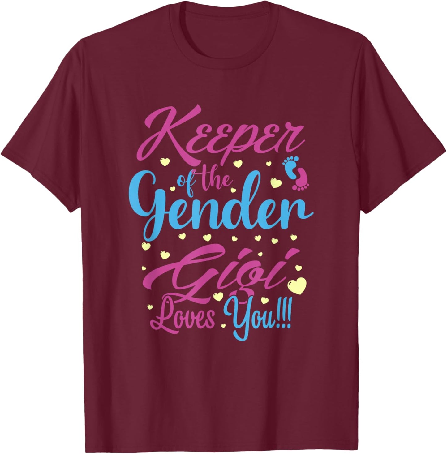 Keeper of The Gender Gigi Loves You - Gender Reveal T-Shirt - T-Shirt | Maroon