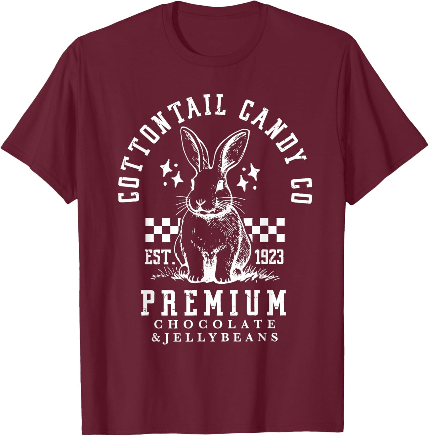 Cottontail Candy Company Chocolate Cute Bunny Easter Day T-Shirt - T-Shirt | Maroon