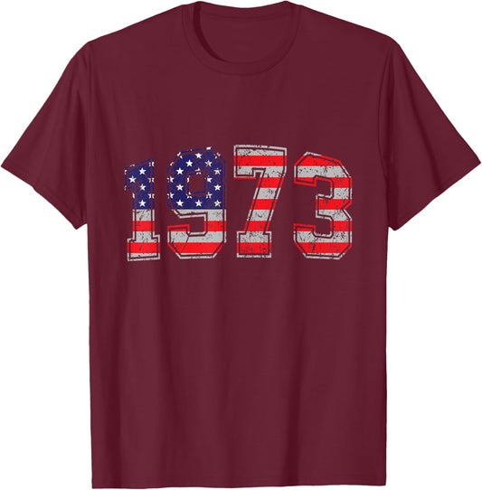 Vintage 1973 51 Years Old American Flag 4th Of July Retro Men T-Shirt - T-Shirt | Maroon