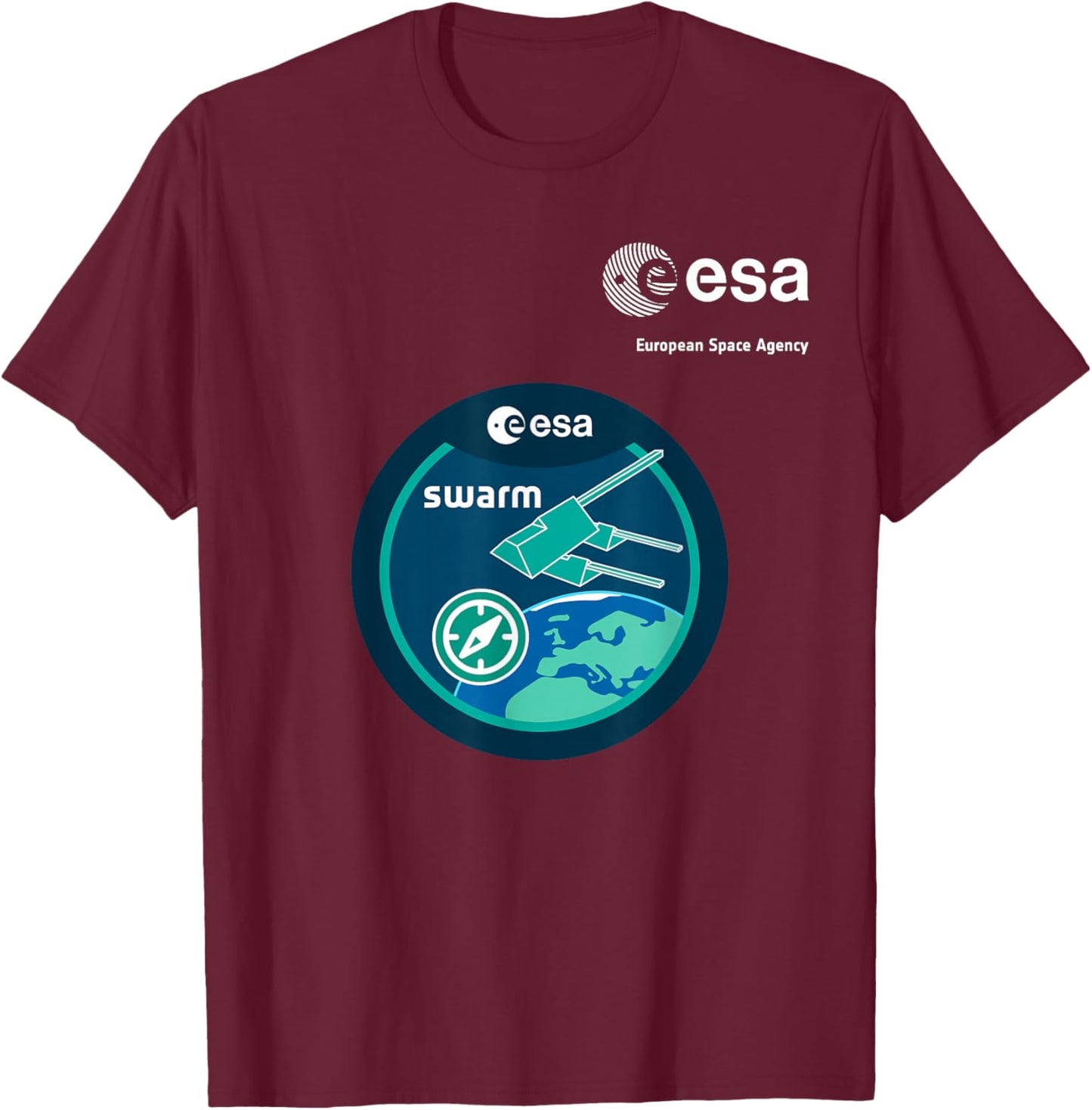 ESA European Space Agency Mission Swarm T-Shirt - T-Shirt | Maroon