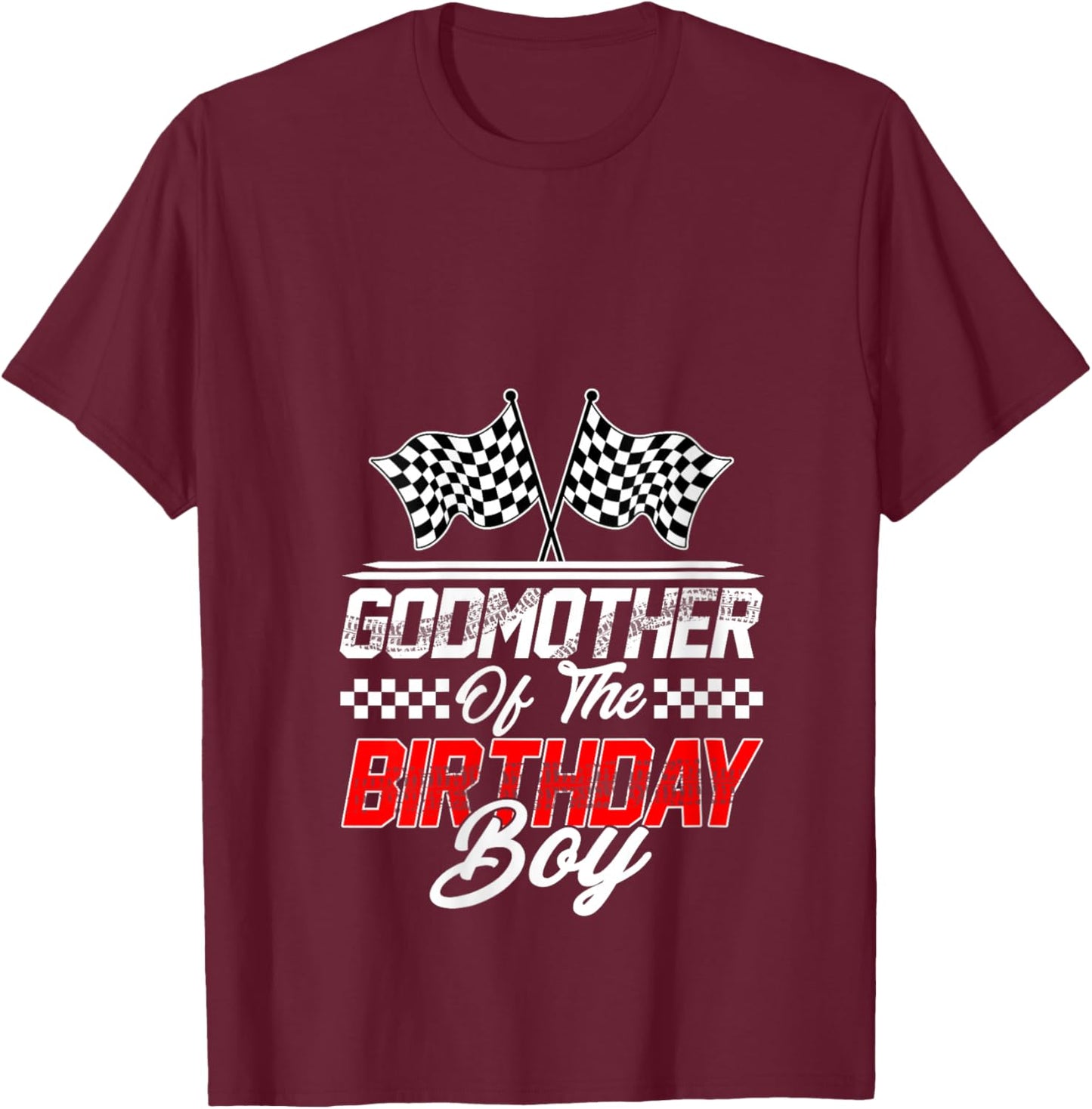 Women's Race Car Godmother of The Birthday Boy Racing Family V-Neck T-Shirt - T-Shirt | Maroon