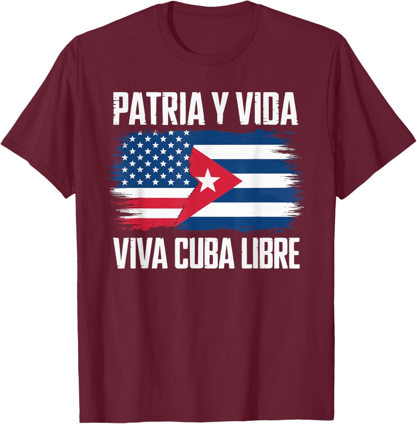 Half Cuban Half American Country USA Flag Cuba America T-Shirt - T-Shirt | Maroon