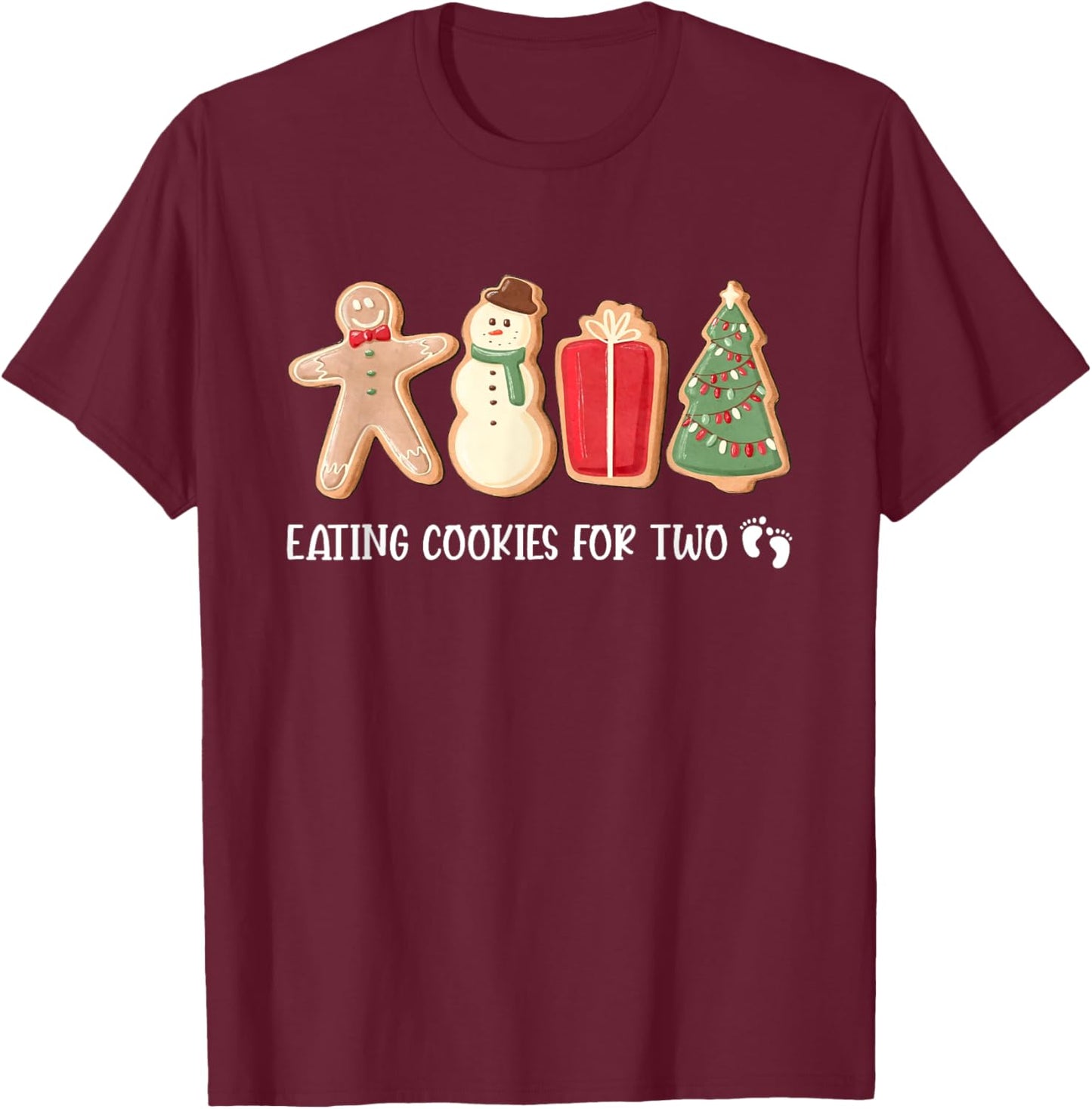 Eating Cookies For Two, New Baby Announcement T-Shirt - T-Shirt | Maroon